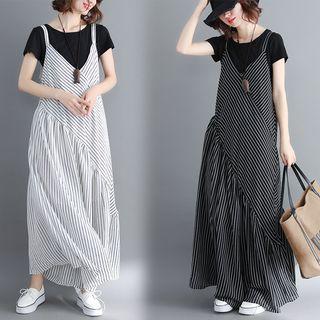 V-neck Striped Spaghetti Strap Jumpsuit