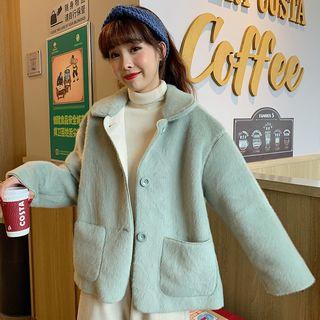 Double-pocket Plain Furry Coat