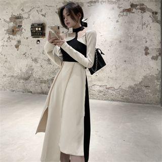 Long Sleeve Asymmetrical Cold Shoulder A-line Dress