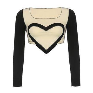 Long-sleeve Heart Crop Top
