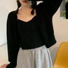 Cropped Cardigan / Knit Camisole Top