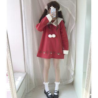 Bobble Embroidered Long-sleeve Dress