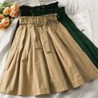 Paperbag High-waist Midi Skirt With Belt