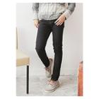 Stitched Fleece-lined Slim-fit Jeans