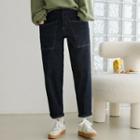 Stitched Patch-pocket Baggy Jeans