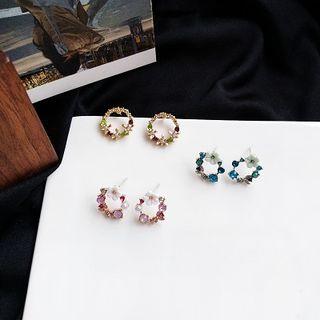 Rhinestone Floral Stud Earring