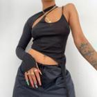 Set: Asymmetrical Camisole Top + One-shoulder Halter Shrug