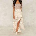 Floral Print Side Slit Maxi Skirt