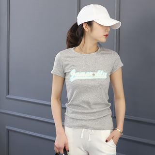 Lettering-patch Slim-fit T-shirt