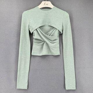 Long-sleeve Crisscross Cut-out Top