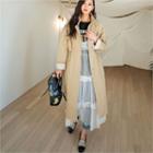 High-neck Lace-trim Long Parka