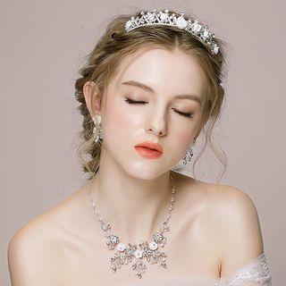 Set: Flower Hair Band + Necklace + Drop Earrings