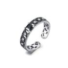 925 Sterling Silver Classic Openwork Cubic Zirconia Adjustable Open Ring Silver - One Size