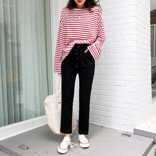Lace-up Straight-cut Sweatpants