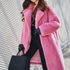 Furry Double-breasted Coat Rose Pink - M