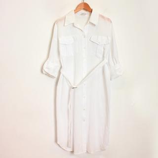 Elbow-sleeve Shirt Dress
