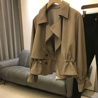 Drawstring Button-up Trench Jacket