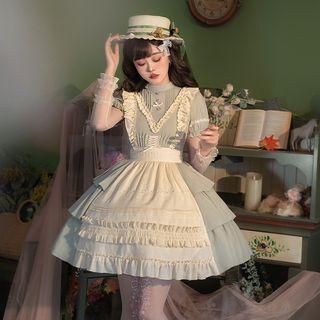 Mock Two-piece Puff-sleeve Ruffled Lolita Dress