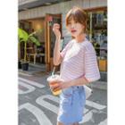 Round-neck Short-sleeve Stripe T-shirt