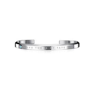 Simple Romantic Geometric Blue Cubic Zirconia Titanium Titanium Opening Bangle For Men Silver - One Size
