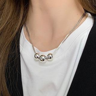 Beaded Necklace 1 Pc - Beaded Necklace - Silver - One Size