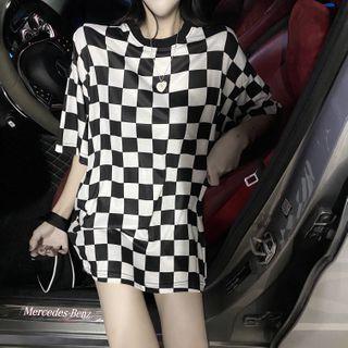 Checker Loose T-shirt Checker - One Size