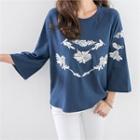 Leaf-emboridered Top