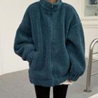 Stand-collar Plain Fleece Jacket