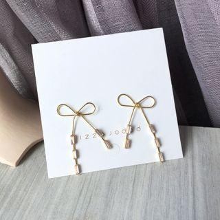 Alloy Bow Rhinestone Earring 1 Pair - S925silver Earrings - One Size