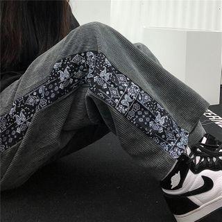Paisley Print Corduroy Wide-leg Pants