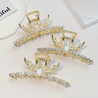 Deer Horn Faux Pearl Alloy Hair Clamp