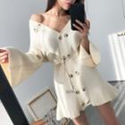 Belted Double-breasted Knit Minidress