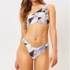 Set: Print One-shoulder Crop Tank Top + Bottom