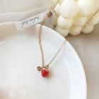 Strawberry Glaze Pendant Necklace 1 Pc - Necklace - Red Strawberry - Gold - One Size
