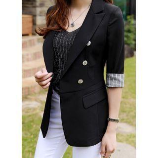 Peaked-lapel Stripe-cuff Blazer