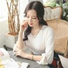 Round-neck Beribboned-sleeve Top