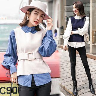 Set: Tie Waist Vest + Shirt