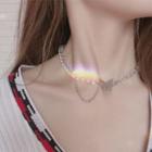 Butterfly Faux Crystal Alloy Choker Silver - One Size