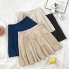 Plain Zipper High-waist Suede A-line Skirt