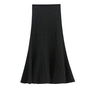 High-waist Crinkled Midi A-line Skirt