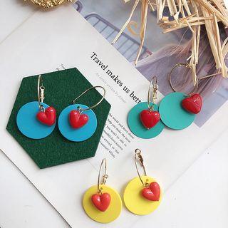 Acrylic Heart & Disc Dangle Earring