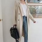 Notched-lapel Double-breasted Long Cardigan