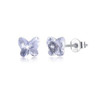 925 Sterling Silve Elegant Noble Romantic Butterfly Earrings With Austrian Element Crystal Silver - One Size