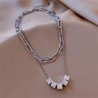 Chain Layered Necklace 1 Pc - Silver - One Size