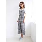 Spaghetti-strap Gingham Jumpsuit With Sash