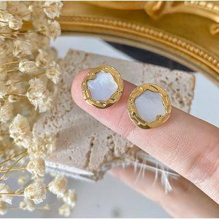 Disc Shell Stainless Steel Earring 1 Pair - Gold - One Size