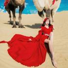 Cold-shoulder Ruffled Midi A-line Dress / Cape