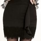 Lace-hem Ruffled Mini Skirt