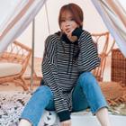 Striped Oversized Knit Hoodie