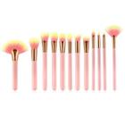 Set Of 12: Makeup Brush With Pink Wooden Handle